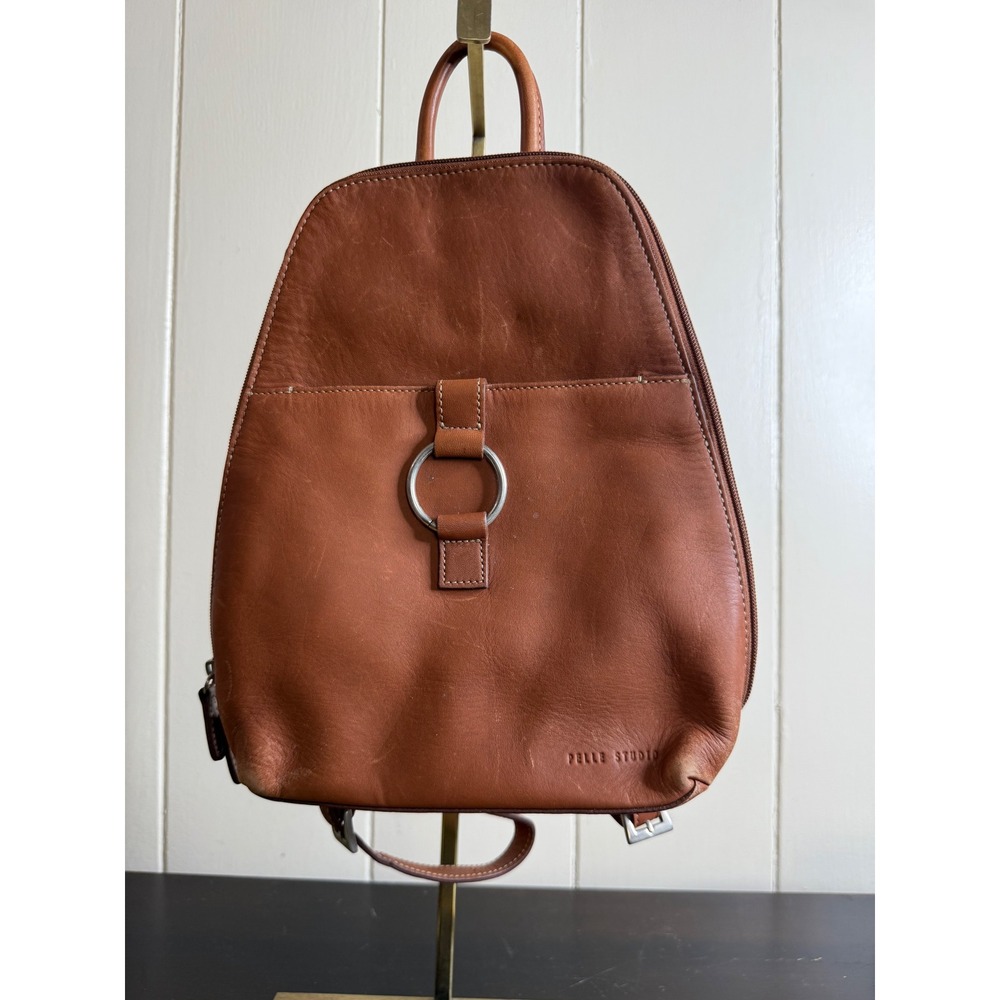 Wilsons Leather Pelle Studio Brown Genuine Leather Backpack O-Ring Vintage Bag
